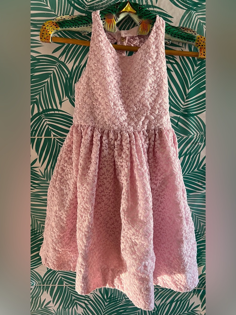 Kate Spade pink girls Billie Bow embroidered lace dress sz 6 textured flora